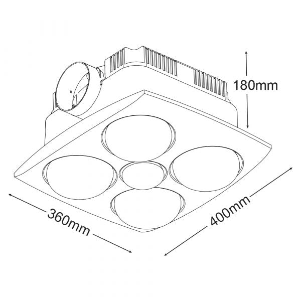 Martec Contour 4, 4x275W,  3 in 1 Bathroom Heater With Exhaust Fan And Light, White