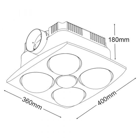 Image of Martec Contour 4, 4x275W,  3 in 1 Bathroom Heater With Exhaust Fan And Light, White