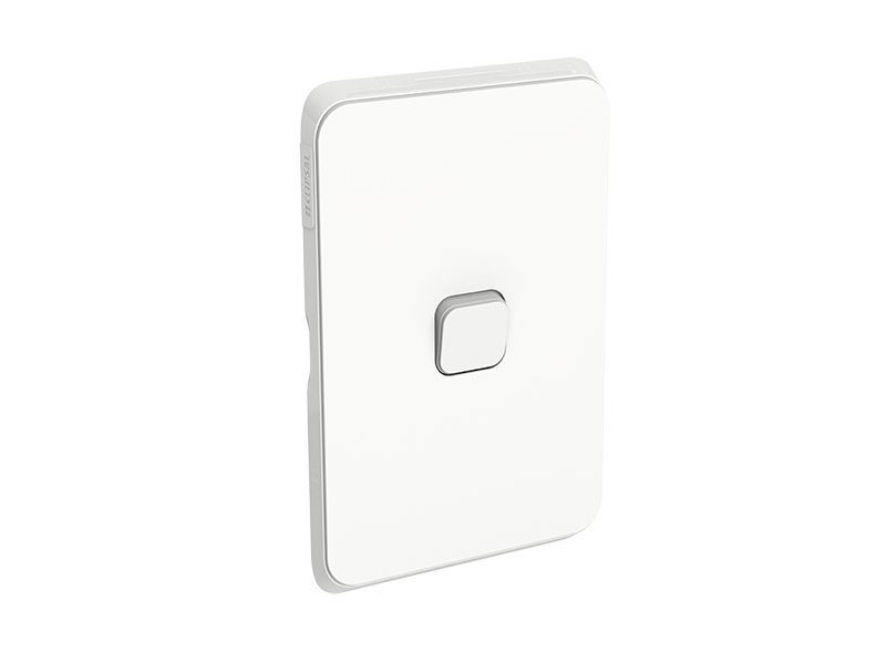 Clipsal Iconic Flush Switch, 1 Gang, 1-Way/2-Way, Vertical Mount, 250V, 10AX, Vivid White