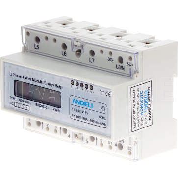 GTS 100 Amp 3 Phase Din Rail Mount Digital Kilowatt Hour Meter