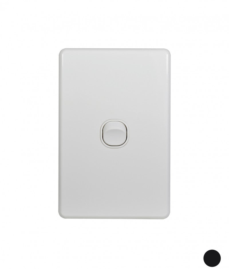 Trader Flat Cat Light Switch 1 Gang 10AX/16A 250V~ (White, Slimline)