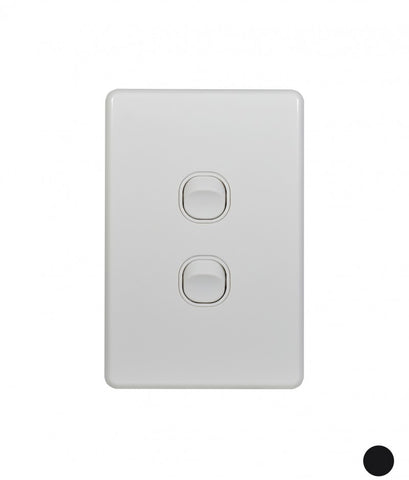 Image of Trader Flat Cat Light Switch 2 Gang 10AX/16A 250V~ (White, Slimline)
