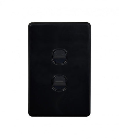 Image of Trader Flat Cat Light Switch 2 Gang 10AX/16A 250V~ (White, Slimline)