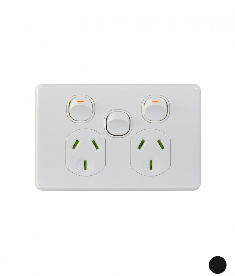 Trader Puma 10A 2 Gang Powerpoint (White) with Extra Switch