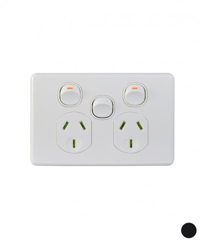 Image of Trader Puma 10A 2 Gang Powerpoint (White) with Extra Switch