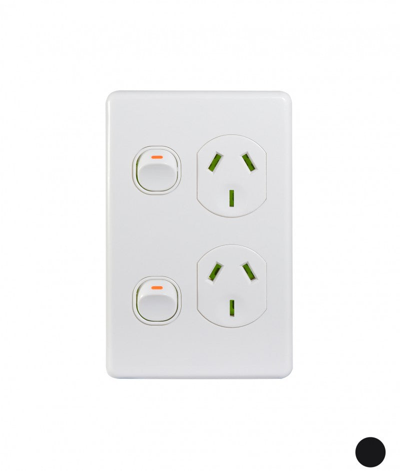 Trader Puma 10A 2 Gang Vertical Powerpoint (White)