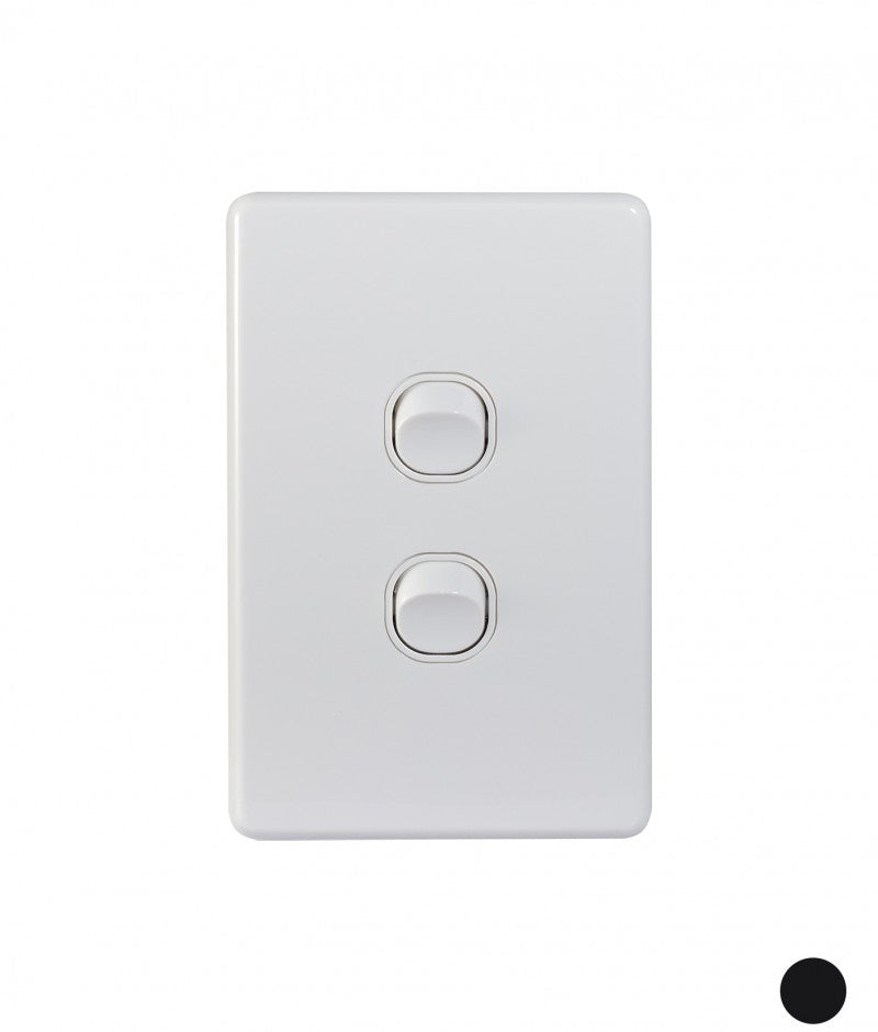 Trader Puma 10A Light Switch, 2 Gang (White)