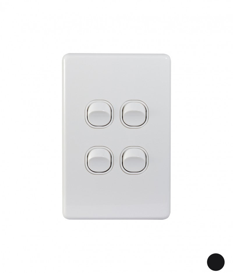 Trader Puma 10A Light Switch, 4 Gang (White)