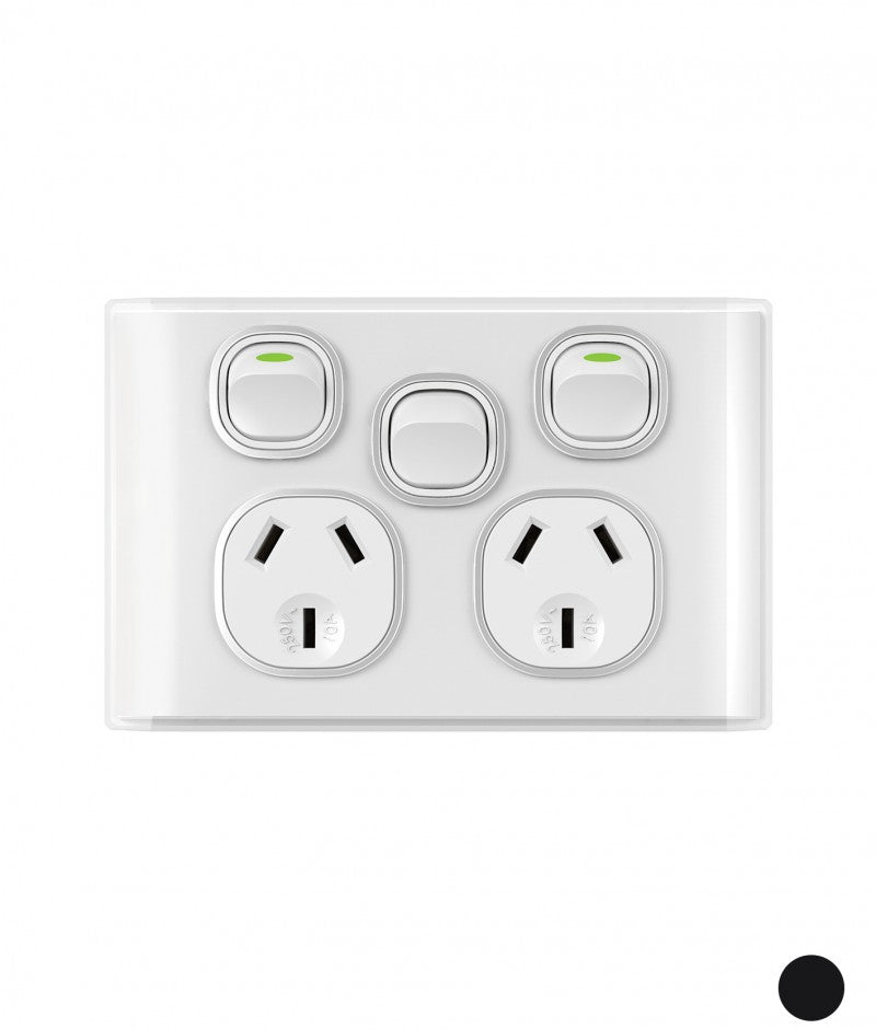 Trader Snow Leopard 10A 250V~ Double Powerpoint With Extra Switch