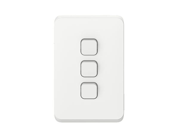 Clipsal Iconic Flush Switch 3 Gang Vertical Mount 1 Way 2 Way