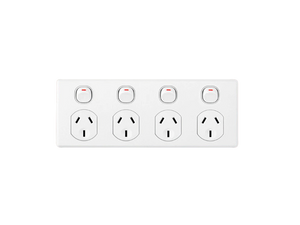 Clipsal Quad Switch Socket Outlet, Classic, 250V, 10A (white)