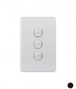 Trader Puma 10A Light Switch, 3 Gang (White)