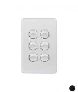 Trader Puma 10A Light Switch, 6 Gang (White)